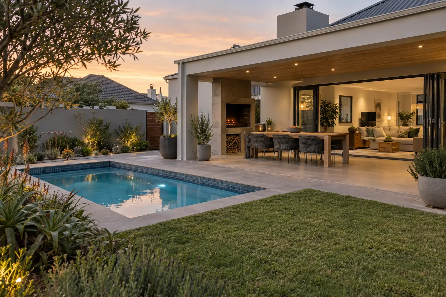 Outdoor living and pool areas, Cape Town