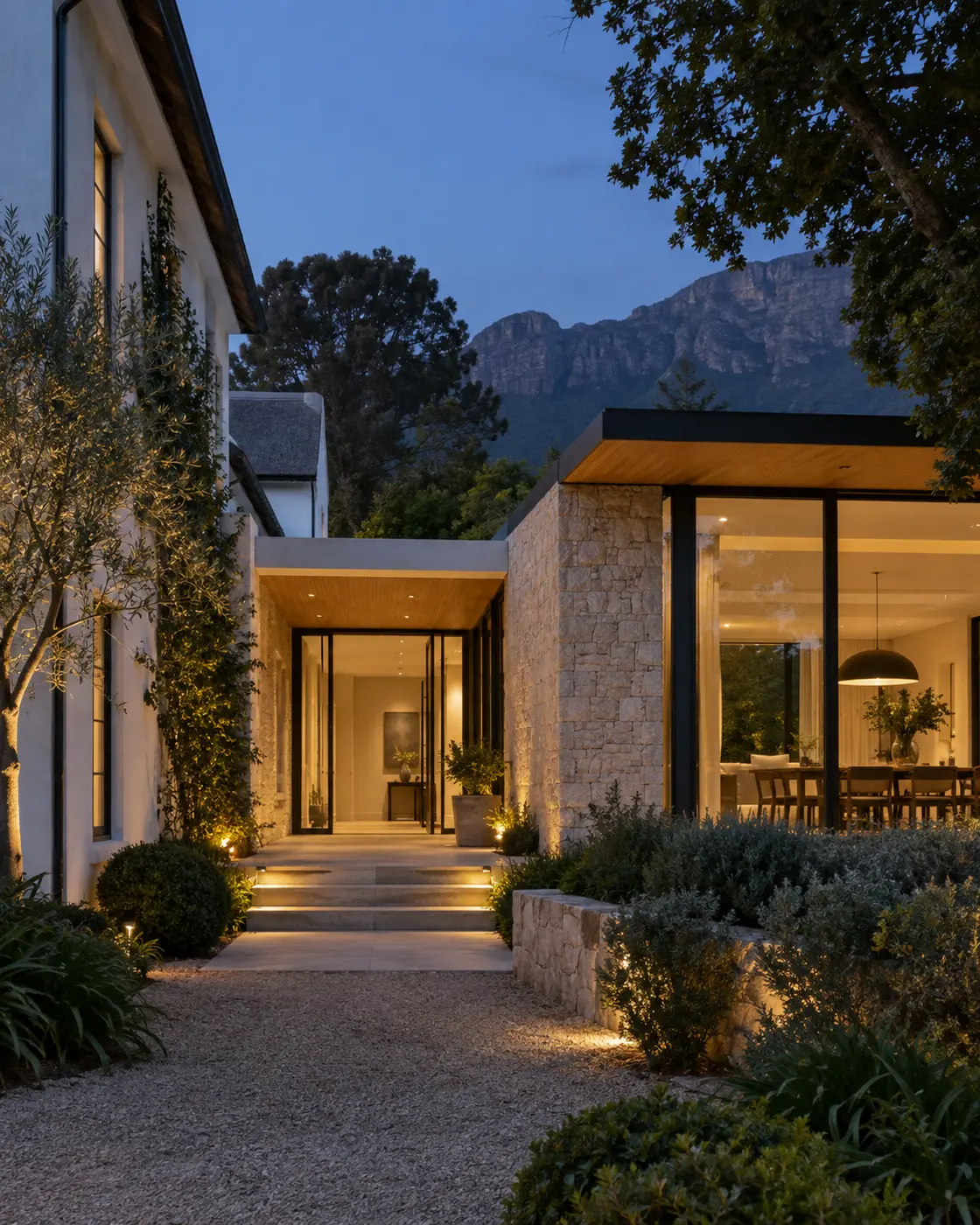 Premium Cape Town home extension inspiration at blue hour