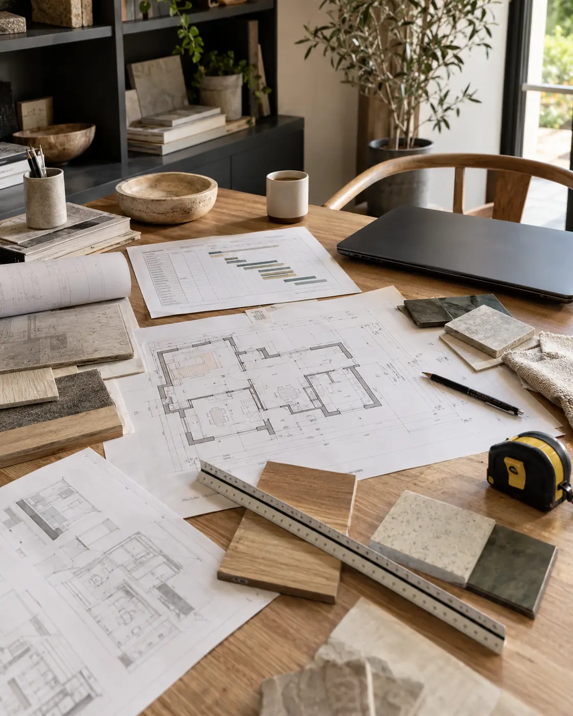 Architectural plans and material selections for a Cape Town renovation